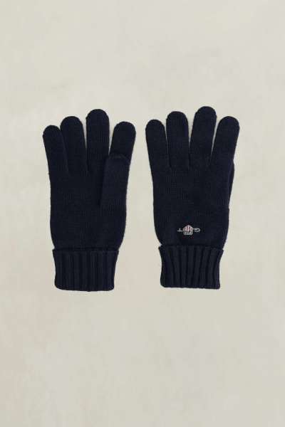 KESZTYŰ GANT COTTON BLEND LOGO GLOVES MARINE