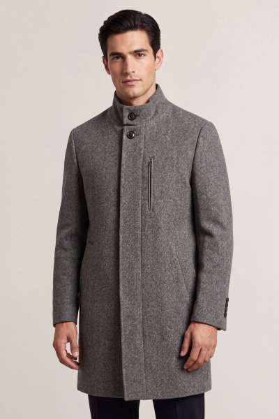 KABÁT GANT WOOL TAND-UP COAT BLACK GREY