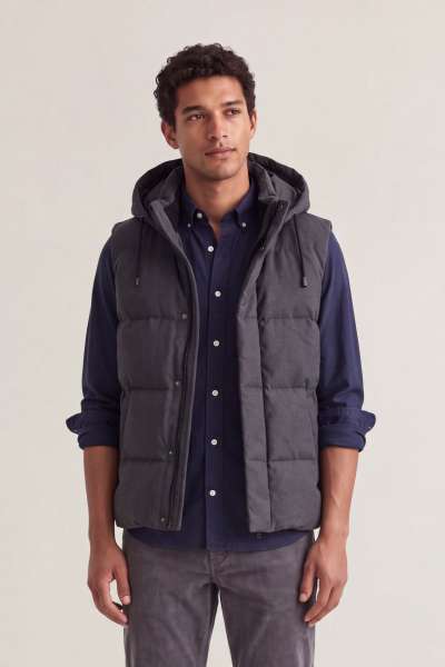 MELLÉNY GANT FLANNEL DOWN VET BLACK GREY