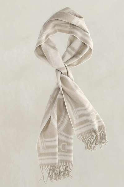 SÁL GANT CHAIN JACQUARD WOOL SCARF MIST TAUPE