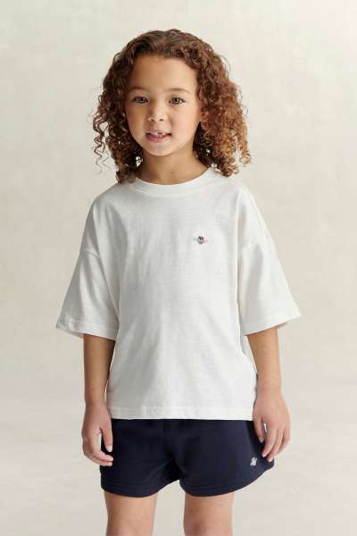 PÓLÓ GANT SHIELD SS SLUB T-SHIRT WHITE