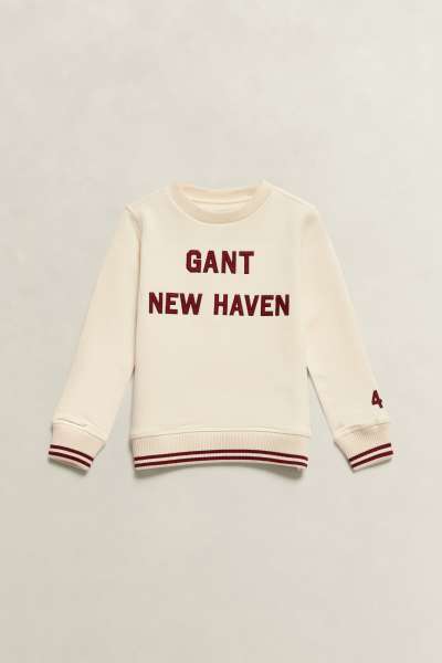 MELEGÍTŐFELSŐ GANT COLLEGIATE GRAPHIC CREW NECK SWEATSHIRT CREAMED WHITE