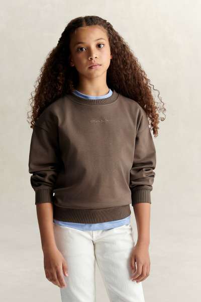 MELEGÍTŐFELSŐ GANT OVERSIZE CREW NECK SWEATSHIRT SHADOW BROWN