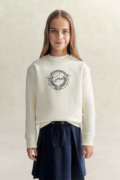 MELEGÍTŐFELSŐ GANT CREST CREW NECK SWEATSHIRT CREAM
