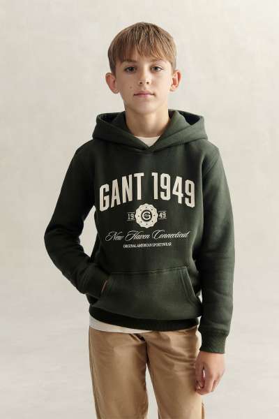 MELEGÍTŐFELSŐ GANT COLLEGIATE OTH HOODIE DARK MOSS GREEN
