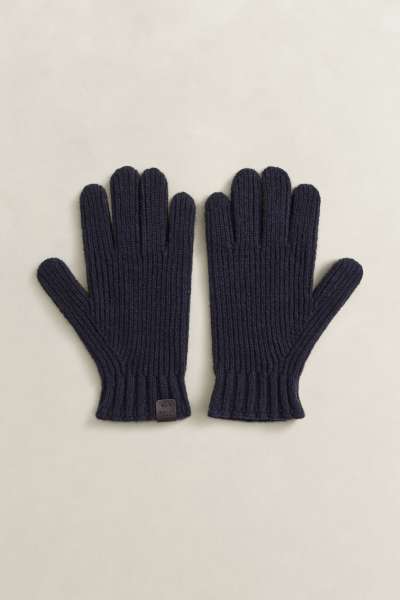KESZTYŰ GANT LAMBSWOOL RIBBED GLOVE EVENING BLUE