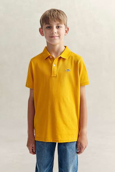 PÓLÓ GANT SHIELD PIQUE SS POLO SHIRT BURNT YELLOW