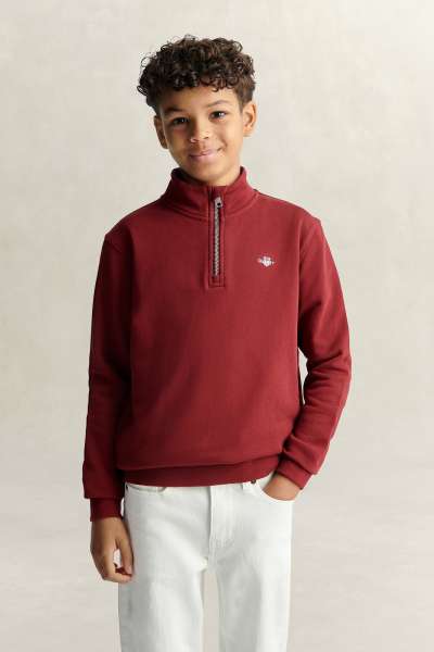 MELEGÍTŐFELSŐ GANT SHIELD HALF ZIP SWEATSHIRT PLUMPED RED