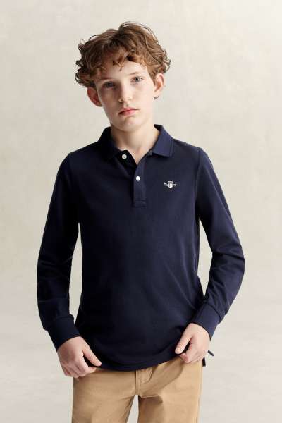 PÓLÓ GANT SHIELD LS PIQUE POLO SHIRT EVENING BLUE