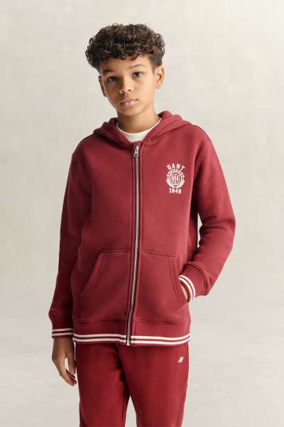 MELEGÍTŐFELSŐ GANT COLLEGIATE GRAPHIC FULL ZIP HOODIE PLUMPED RED