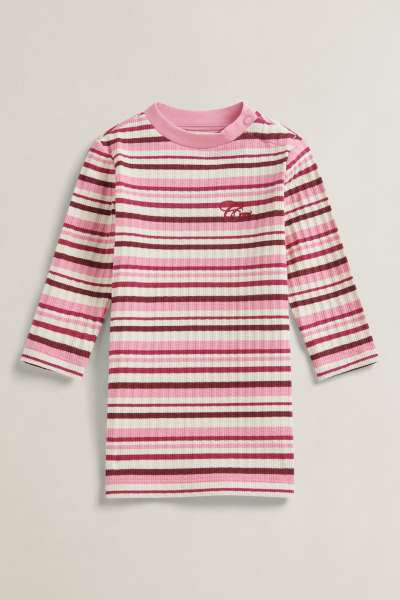 RUHA GANT STRIPE KNIT DRESS WILD PINK