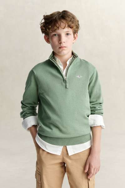 PULÓVER GANT SHIELD COTTON HALF ZIP SWEATER SURPLUS MINT