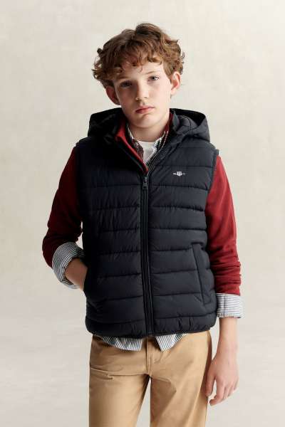 MELLÉNY GANT HOODED LIGHTWEIGHT QUILTED VEST BLACK
