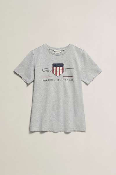 PÓLÓ GANT ARCHIVE SHIELD SS T-SHIRT GREY MELANGE