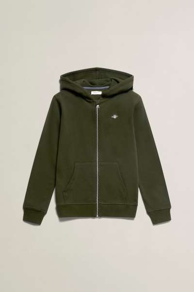 MELEGÍTŐFELSŐ GANT SHIELD FULL ZIP HOODIE DARK MOSS GREEN