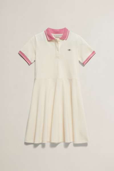 RUHA GANT SHIELD SS POLO DRESS CREAM