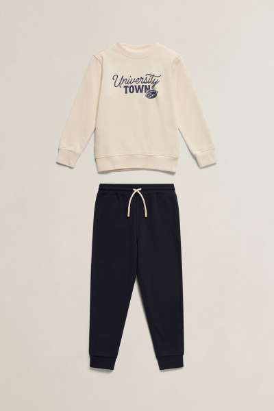 MELEGÍTŐSZETT GANT AOP LOGO CREW & SWEATPANT SET EVENING BLUE
