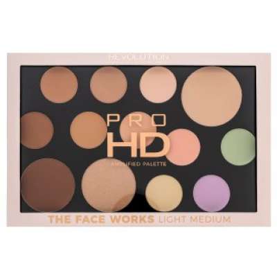 Makeup Revolution Pro HD Amplified Palette The Face Works - Light Medium multifunkciós arc paletta 15 g