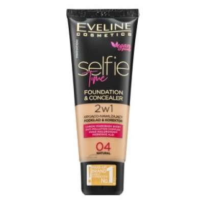 Eveline Selfie Time 2in1 Foundation & Concealer hosszan tartó make-up 2az 1-ben 04 Natural 30 ml