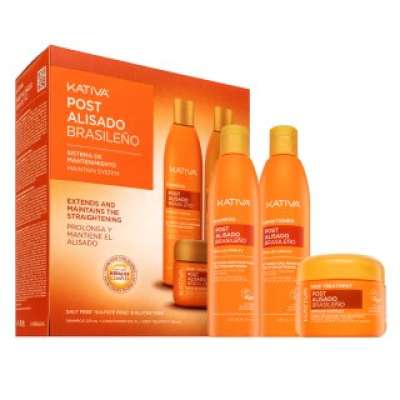 Kativa Post Brazilian Straightening Kit készlet a haj keratinnal való egyenlítése után 2 x 225 ml + 150 ml