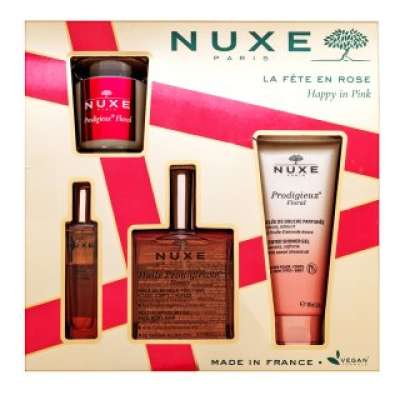 Nuxe Happy In Pink ajándékszett Set 100 ml + 100 ml + 15 ml + 70 g