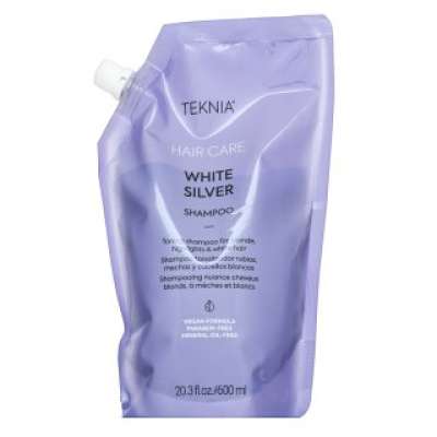 Lakmé Teknia White Silver Shampoo neutralizáló sampon platinaszőke és ősz hajra Refill 600 ml