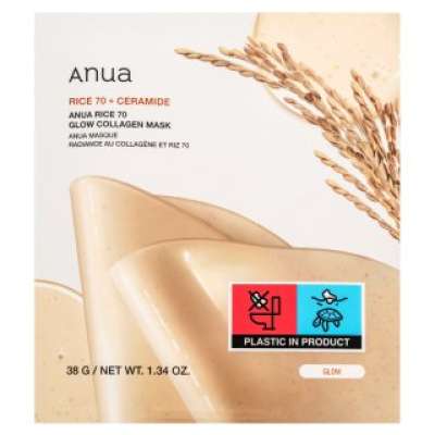Anua Rice 70 + Ceramide frissítő gélmaszk Glow Collagen Mask 4 x 38 g