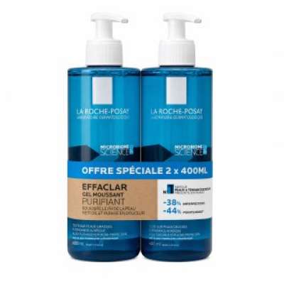 La Roche-Posay Effaclar tisztító gél Gel Moussant Purifiant 2 x 400 ml