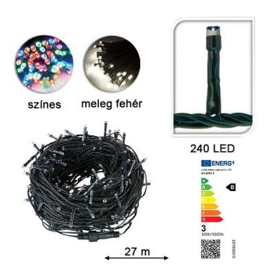 LED fényfüzér választható méretben és színben-240 LED-es-melegfehér