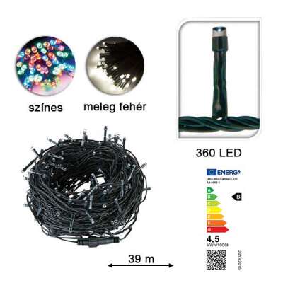 LED fényfüzér választható méretben és színben-360 LED-es -melegfehér