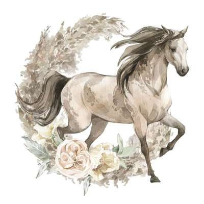 Lovas falimatrica - Barna ló boho stílusban