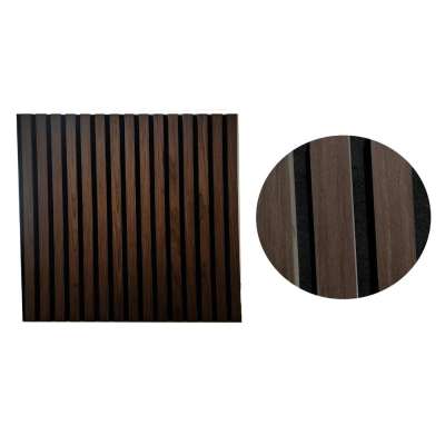 Band lamellás, akusztikus fali panel, 60x60 cm, sötét dió
