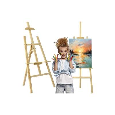 Fa festőállvány, beállítási lehetőségekkel, összecsukható, hordozható, 170 cm