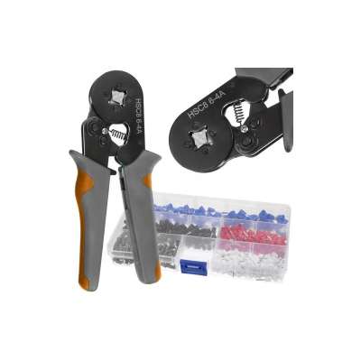 Krimpelő fogó, 0,25-10mm2 perselyekhez, 500 db-os különböző méretű persellyel