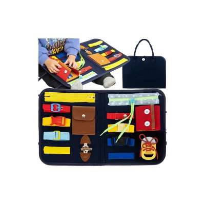 Készségfejlesztő matató táska, kreatív rejtvénytáska gyerekeknek, 14 különféle elemmel