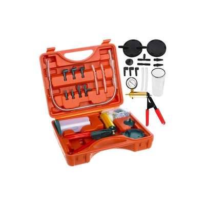 Manuális vákuumnyomású szivattyú, fékrendszer légtelenítő készlet 120 ml-es tartállyal, tartozékokkal kofferben