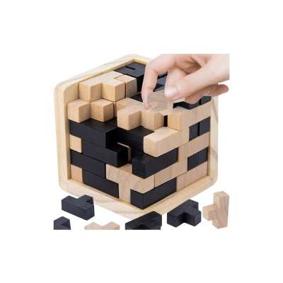 Fa kirakós kocka, 52 elemes kreatív logikai kirakójáték gyerekeknek és felnőtteknek