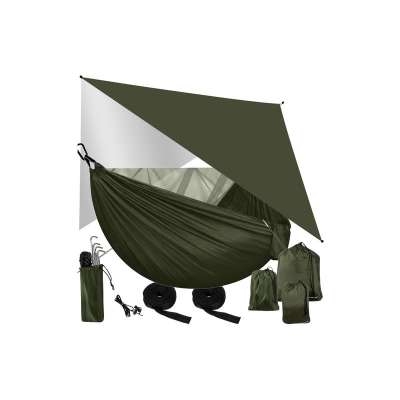 Függőágy szúnyoghálóval és esővédő ponyvával, kétszemélyes 260x140 cm max 250 kg