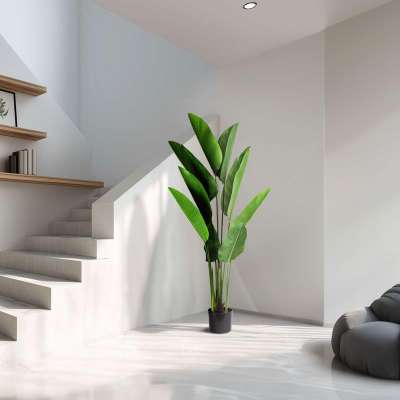 Műnövény dekoráció - banánlevél fa - zöld - 1,6 m