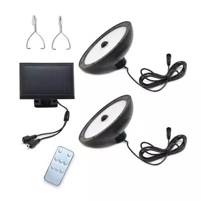 2 db retro függeszthető napelemes, mozgásérzékelős LED lámpa távirányítóval, szolár panellel