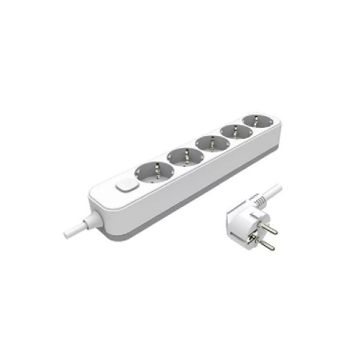 5 aljzatos elosztó, lábbal működtethető kapcsolóval, 2 m kábel, 16A 