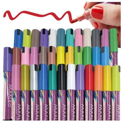 36db Színes akril filctoll készlet kreatív rajzoláshoz, dekorációhoz, intenzív tartós színek gyorsan száradó kivitelben 