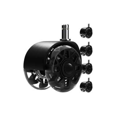 5 db műanyag kerék forgószékekhez, 360°-ban forduló, csendes csapággyal, parkettabarát, fekete