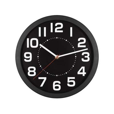 Home AWC250BK fali óra, üveg előlap, kontrasztos, jól leolvasható számlap, 1xAA elem tápellátás, átmérő 250mm