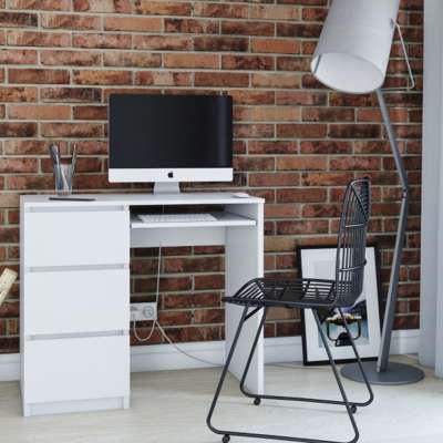 Drohmo Lima L számítógépasztal, 98x76x51 cm, matt fehér