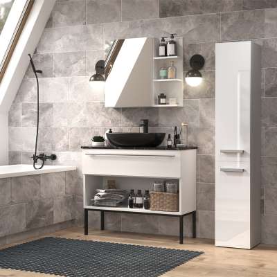 Drohmo Nel I fürdőszoba szekrény, 31x174x30 cm, fehér