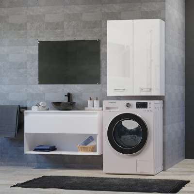 Thirassia Pola mini DD felső fürdőszoba szekrény, 64x90x30 cm, fényes fehér