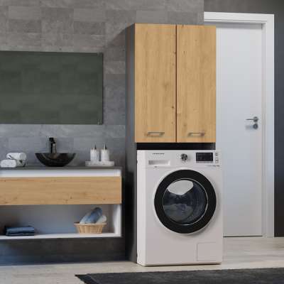 Riano MIX Pola DD fürdőszoba szekrény, 64x180x30 cm, antracit-tölgy