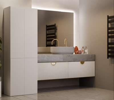 Kashar 1K DD fürdőszoba szekrény, 30x60x174 cm, kasmír