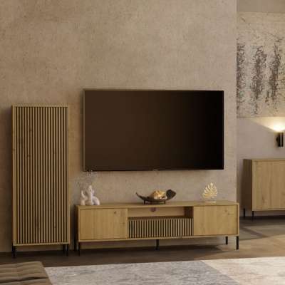 Shannan KAMARO 1DD polcos szekrény, 40x53,5x147,5 cm, tölgy